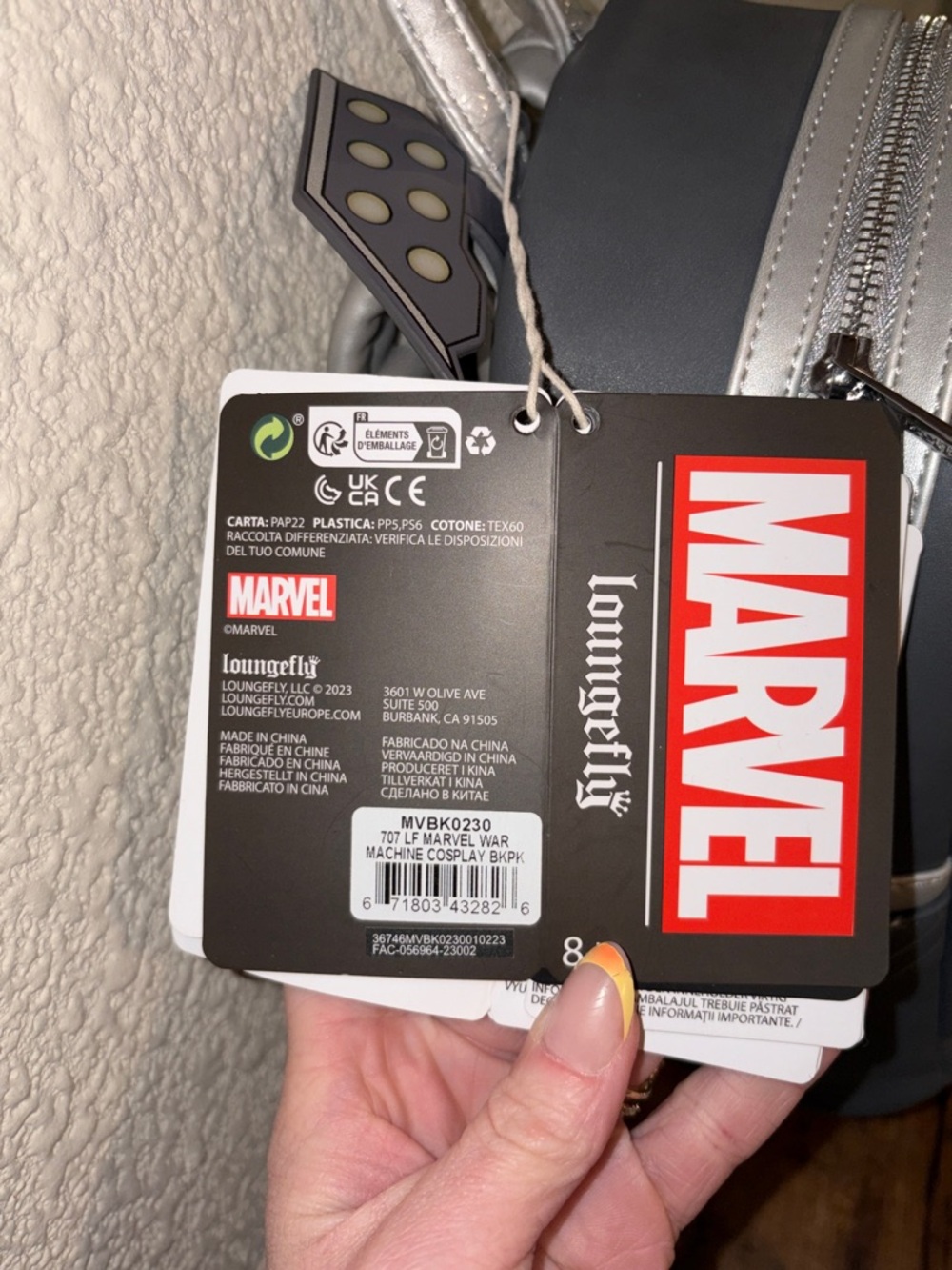 Marvel Loungefly War Machine Cosplay Mini Backpack Gray Armor NWT - Picture 3 of 7